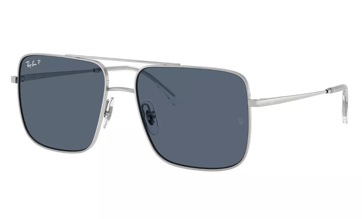 Unisex Polarized Sunglasses Brushed Silver 100%UV Rectangle Black Lens 61mm Mira+Silver Grey Polarized Sunglasses – J10 Design main image 4
