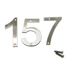 Screw On House Numbers - No 157 - Stainless Steel - 10cm - Door, Fence, Gate