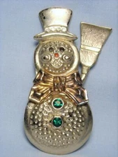 Silver Tone Snowman Pin Vintage - Adorable