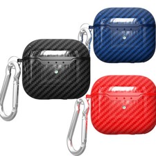 For Apple AirPods 4 Case Carbon Fiber TPU Shockproof Charging Skin Case Cover