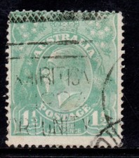 AUSTRALIA 1923 1.1/2d GREEN  KGV  STAMP VFU 1st.WMK PERF.14  SG.61