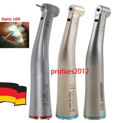 Dental 1:1/1:5/4:1 Fiber Optic LED Handstück Winkelstück mit Licht rot/grün/blau