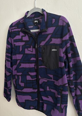 Stussy Men's Purple Long Sleeve Camo Fleece Zip Jacket Size S | eBay