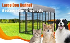 8x4x6 FT Large Dog Kennel Outdoor with roof , Heavy Duty Welded Wire Steel