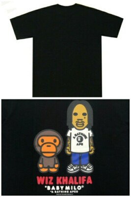 A BATHING APE x WIZ KHALIFA BABY MILO TEE T-Shirt 19AW New Black