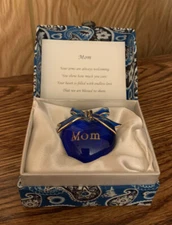 About Face Designs Messengers Ceramic BLUE HEART in Paisley Box for Mom 2011