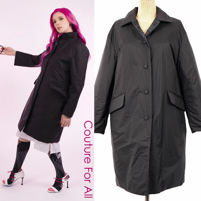 GIACCA 40 NUOVA PRADA $2980 IMPERMEABILE NYLON Trapunta Gonfiosa Foderata Media Lunghezza