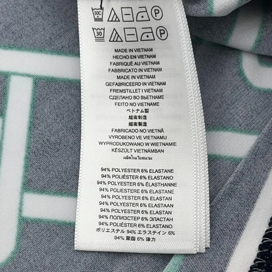 Abito donna Michael Kors nero e verde design geometrico midi shift taglia media