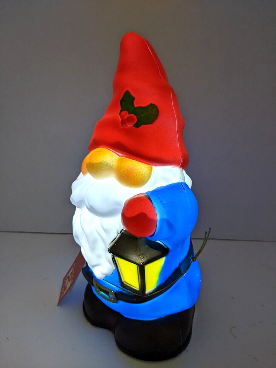 NWT Place & Time 11” Tabletop Blow Mold Christmas Gnome Lights Up