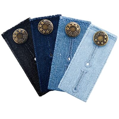 LUTER 4pcs Waistband Extenders Adjustable Waist 3.3 inches x 1.4 inches, Blue 