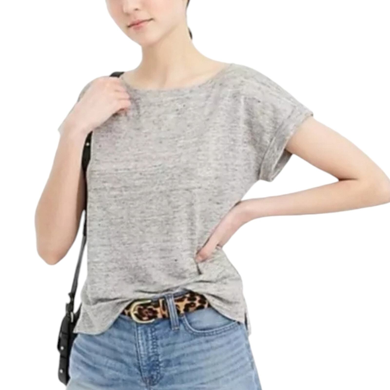 J Crew Relaxed Fit Linen Rolled Sleeve Tee in XS