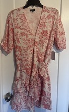 New 1. State Floral Print Wrap Dress Women’s Size 8 Ruffles Short