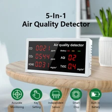 W17 5-in-1 Air Quality Detector for CO CO2 HCHO AQI TVOC Detection Portable ot25