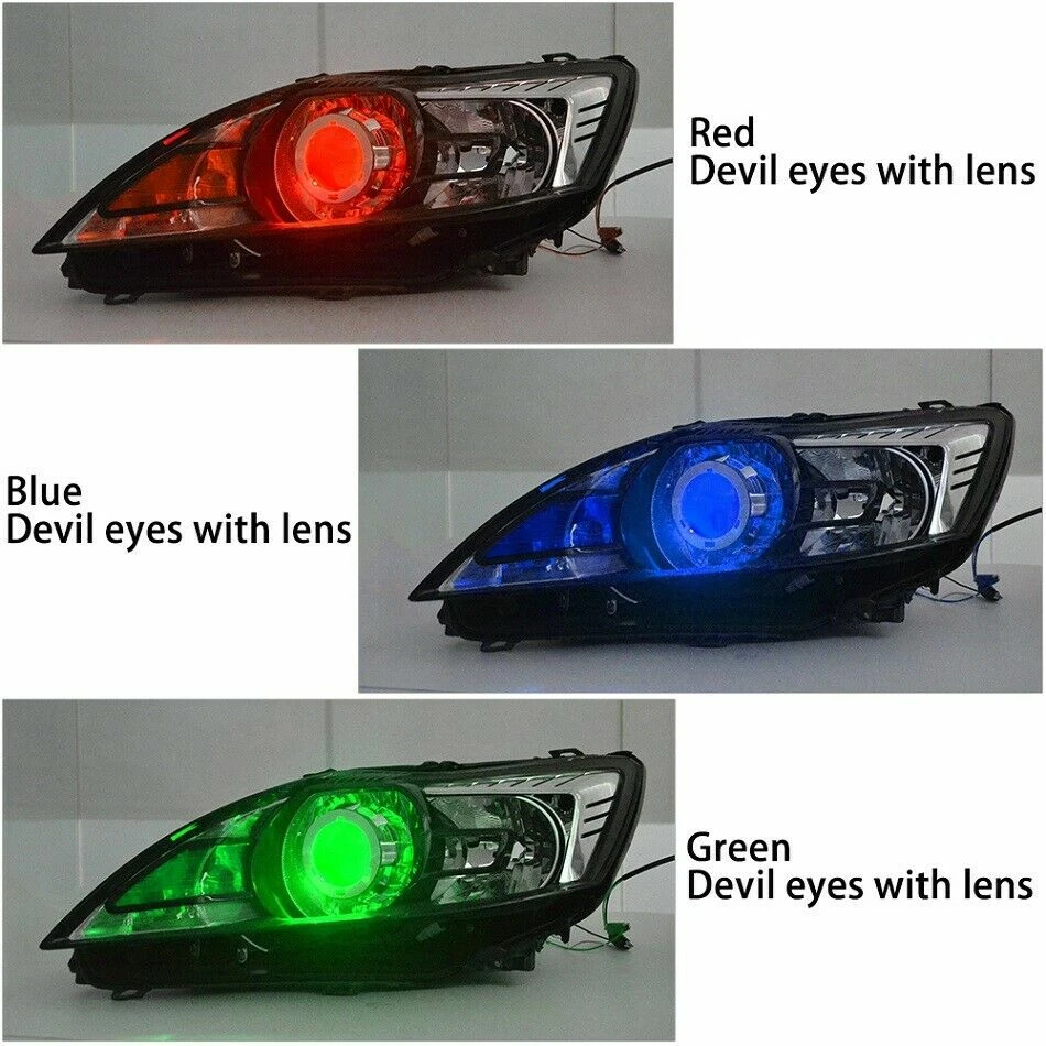 2.5" LED Devil Eyes Demon Evil Eye DRL For Projector Lens Headlight Retrofit US - Image 3 of 4