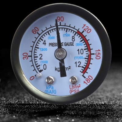 Bar Air Pressure Gauge (1/8, 1/4) Thread 0~180 PSI Double
