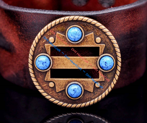 10X Turquoise Cowboy Western Saddle Tack DIY Leather Belt Slotted Concho 1-1/2" - Picture 2 of 12