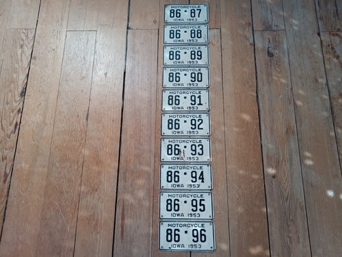 1953 NOS Collection Iowa MOTORCYCLE License Plate Harley HD Indian Norton - Picture 5 of 7