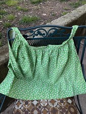 Vintage Country Half Apron Apple Green Daisy Print 1950s Homespun Country Prop