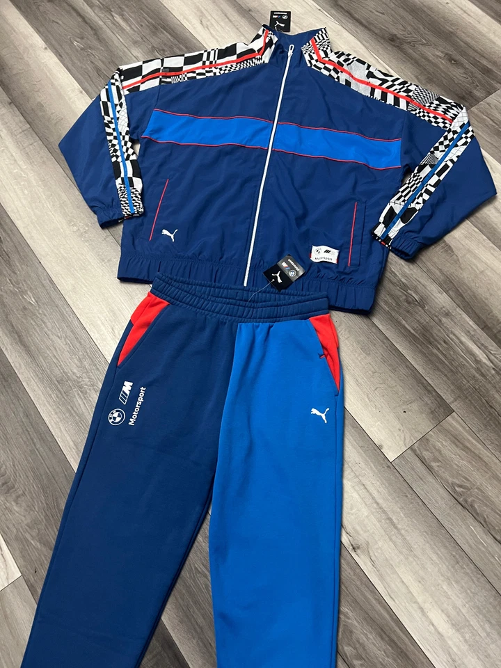 NUEVO CON ETIQUETAS PUMA BMW MOTORSPORTS Hombre 2 Piezas Chándal Azul Rojo Chaqueta XL Pantalones Grandes Foto 4 de 4