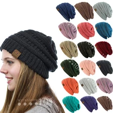 BRAND NEW COLORS CC BEANIE TWO TONE WOMEN CABLE KNIT SUPER CUTE BEANIE UNISEX