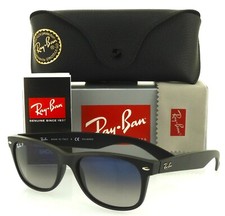 Ray-Ban New Wayfarer Matte Black l Polar Blue Gradient Grey RB2132 601S78 55mm