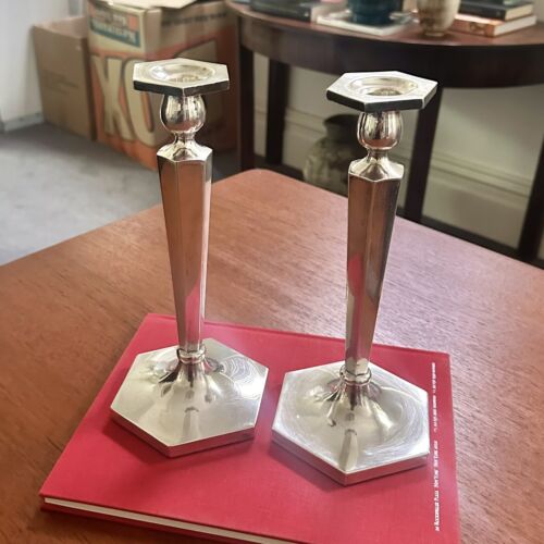 Sterling Silver candle sticks Pair  25cm Total Weight 930 Grams - Picture 1 of 6