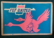 Original Vintage Poster UNATED AIRLINES Airline Travel LINEN