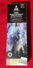 NEW Arteza Metallic Watercolor Metallic Paint Half-Pans, 24pc Free Shipping