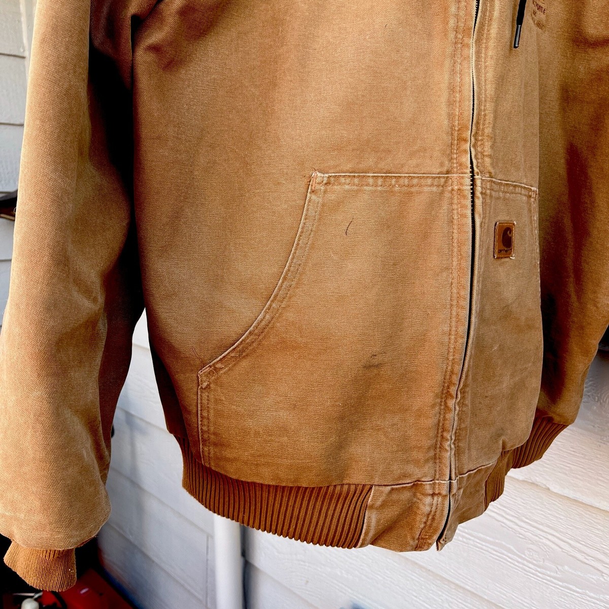Carhartt J130 BRN Men's Full Zip Lined Hooded Brown Canvas Work
