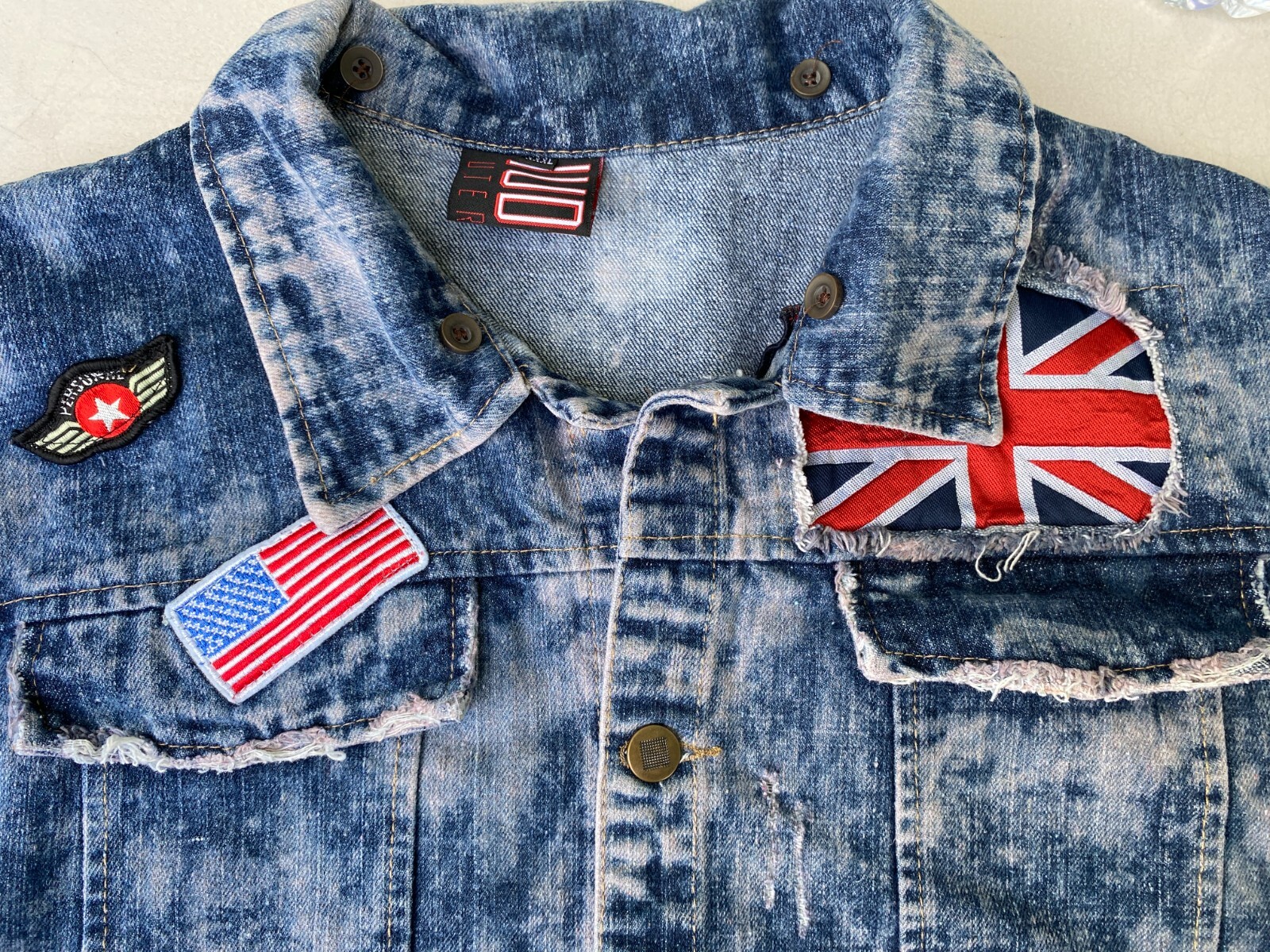 Hudson Outerwear Denim Sleeveless Jacket Vest Patches Mighty Atom Mens XXXL 3XL