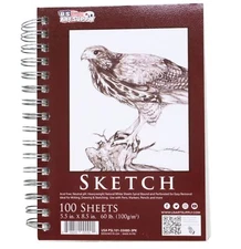 U.S. Art Supply Soft Cover Sketch Book 100 Sheets 5.5"x8.5" 60lb. (100g/m²)