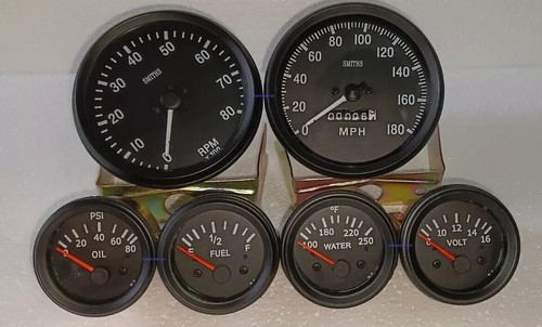 Smiths Kit- Elec Temp + Oil + Fuel + Volt +Speedo +Tacho 100 mm Black Bezel - Picture 2 of 3