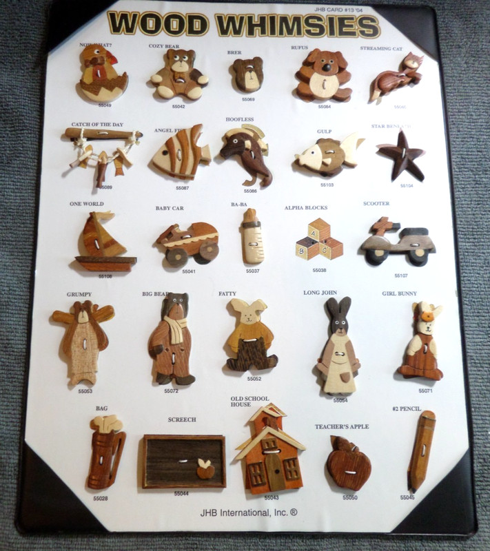 Vintage Salesman Sample Card JHB International 2004 24 WOOD WHIMSIES Buttons