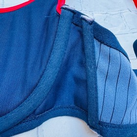 vtg AGENT PROVOCATEUR Blue PINSTRIPE Cardini PinUp Nikita Bra Set Gangster 34C L