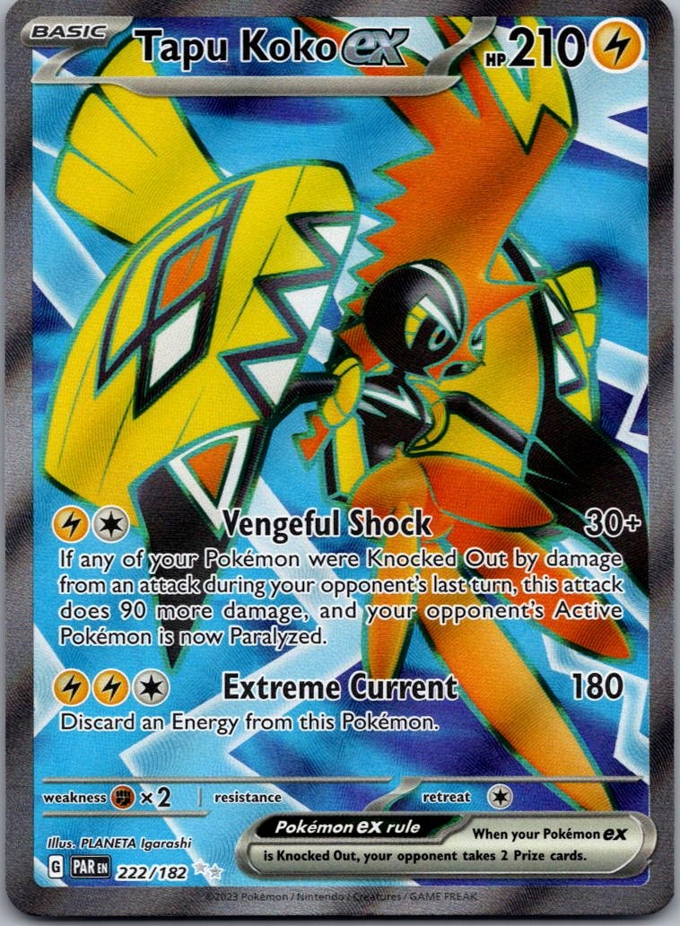 Tapu Koko ex 222/182 Ultra Rare Paradox Rift Pokemon Holo Near Mint