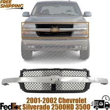 Chevrolet Silverado 2500HD/3500 2001–2002 Grille Chrome Center Bar, Black Mesh