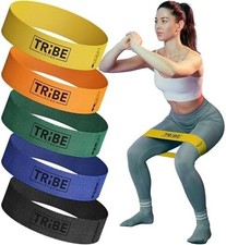 Tribe Lifting Fabric Resistance Bands for Glutes  Legs  5 12x2, Multicolor