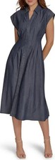 NEW TOMMY HILFIGER BLUE DENIM FIT & FLARE MIDI SHIRT DRESS SIZE 16 $129