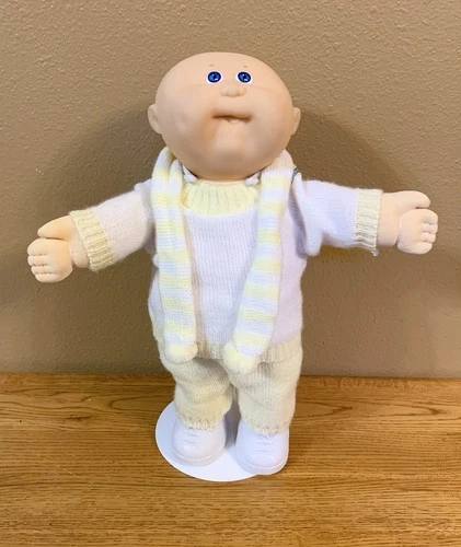 Vintage Cabbage Patch Kids Doll HM18 Boy In Yellow  Sweater Outfit 1989