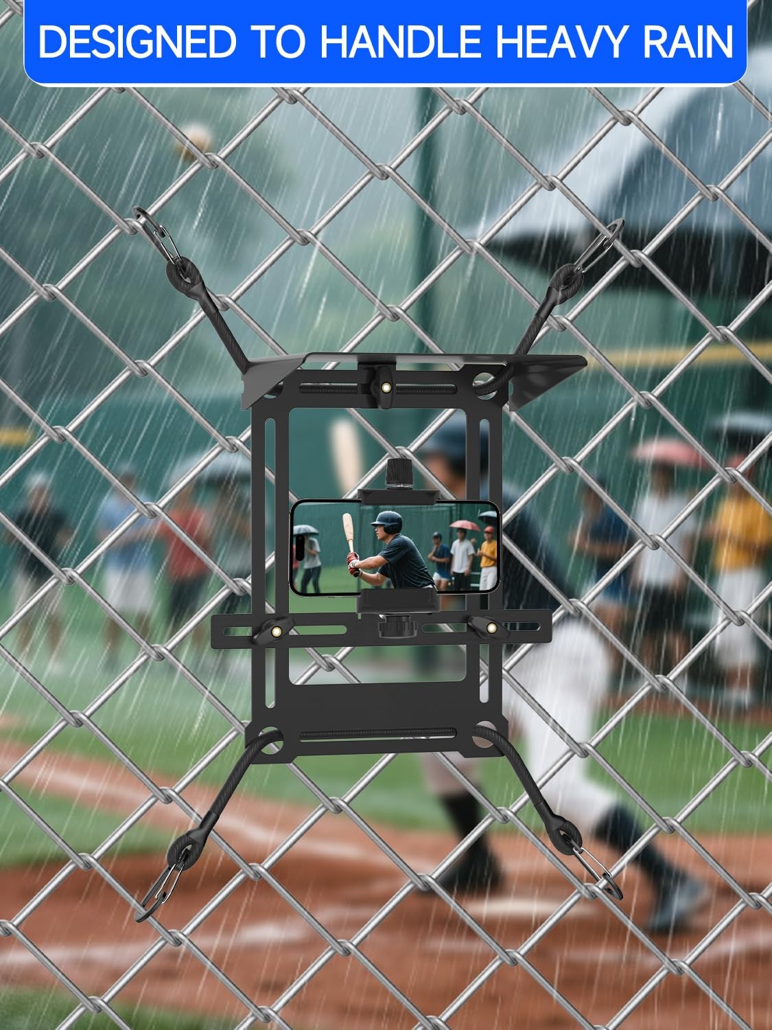 Fence Phone Mount with Shade for Baseball Games, Compatible with iPhone, GoPro, - Thumbnail 4