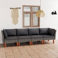 Vidaxl 4-Sitzer-Gartensofa Mit Kissen Grau Poly Rattan Neu
