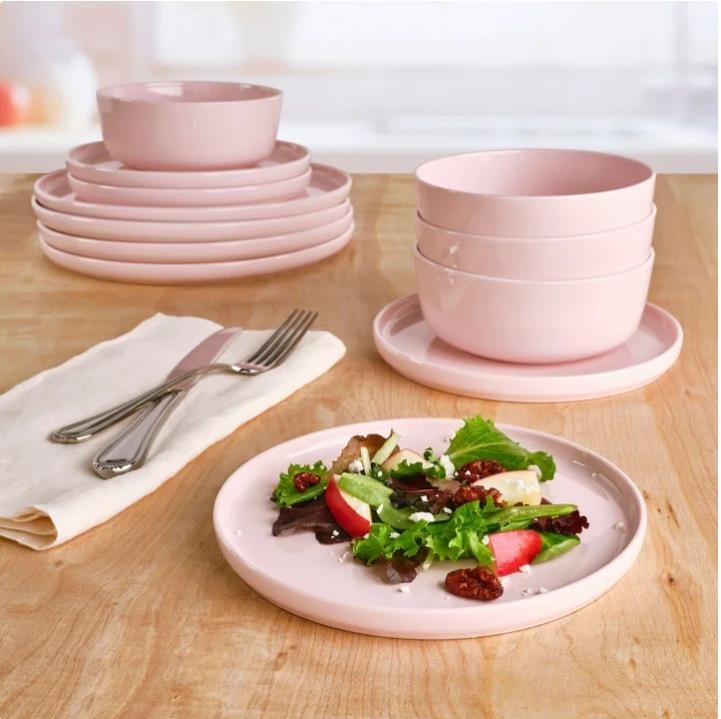 Mikasa Dinnerware Set Pink 12-Piece Bone China Samantha Serves 4