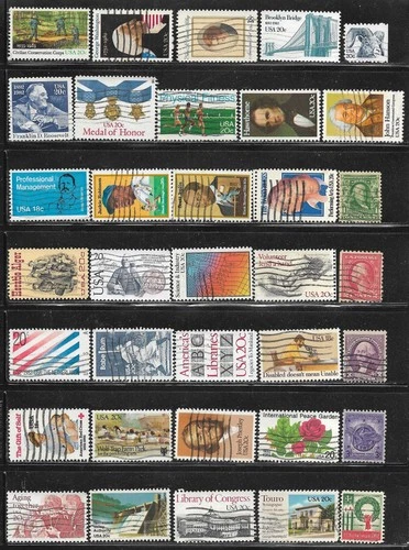US United States Stamp Packet Mix of 35 Stamps off paper USA Collection used
