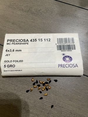 Preciosa Mc Pearshape Stones 6x3.6mm jet 5 Gross Package