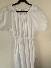 Love Ady White Sundress Cut-out Back  Coastal Nautical Balletcore Elastic Waist