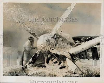 #ad #ad 1953 Press Photo Firefighters spray extinguishing foam on Tempest plane Germany $24.99