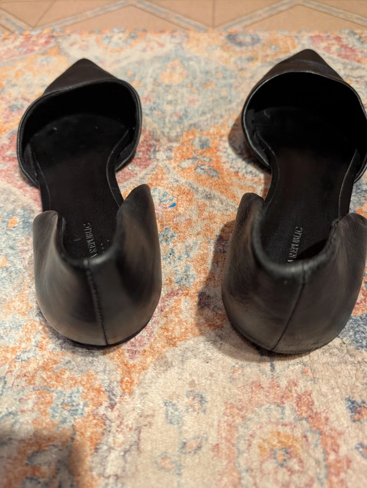 ZAPATOS PLANOS BANANA REPUBLIC NEGROS D'ORSAY PUNTA CUERO TALLA 10 Foto 4 de 4