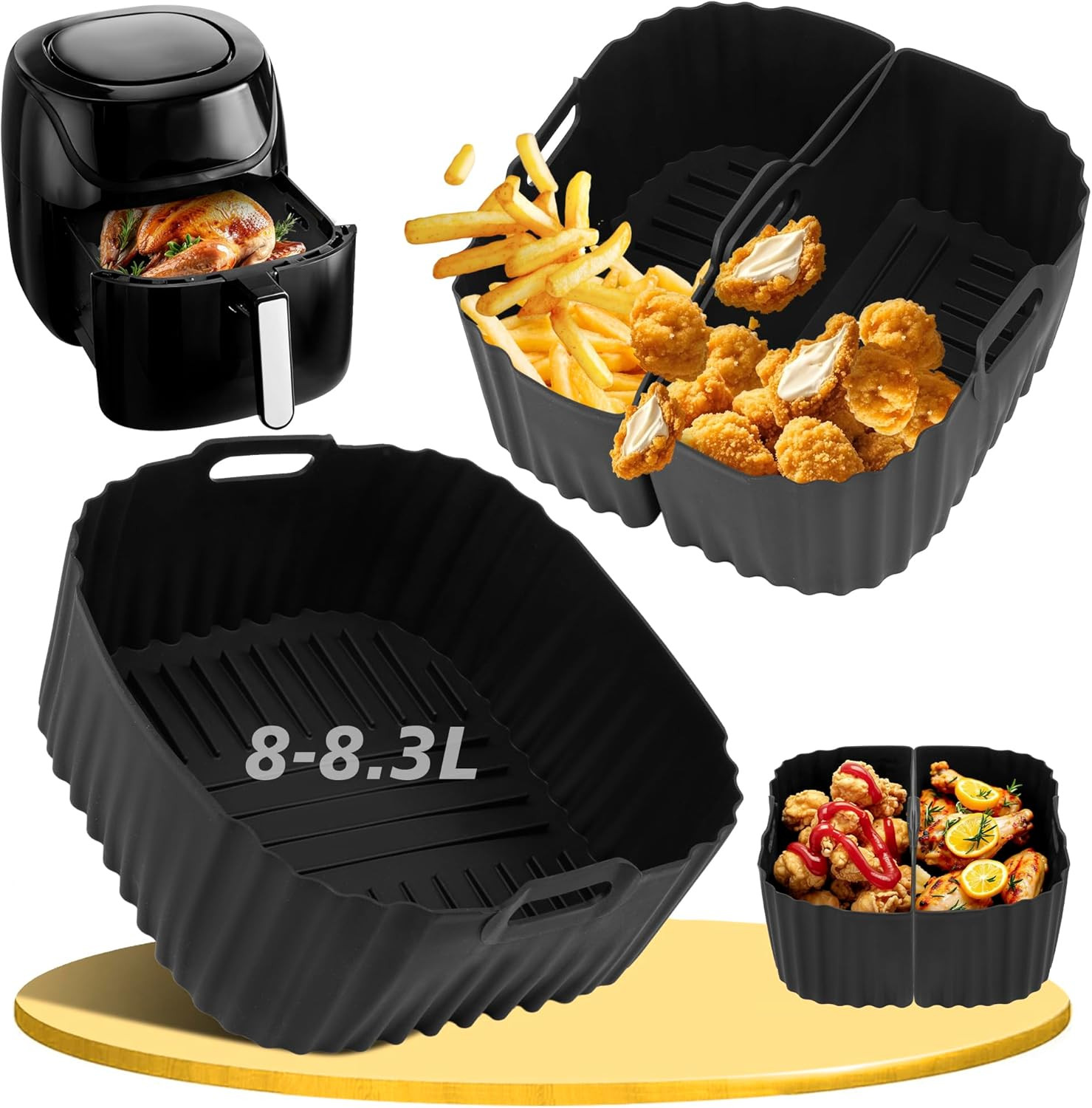 Set 3 Teglie Silicone per Russell Hobbs Air Fryer - Accessori Lavabili