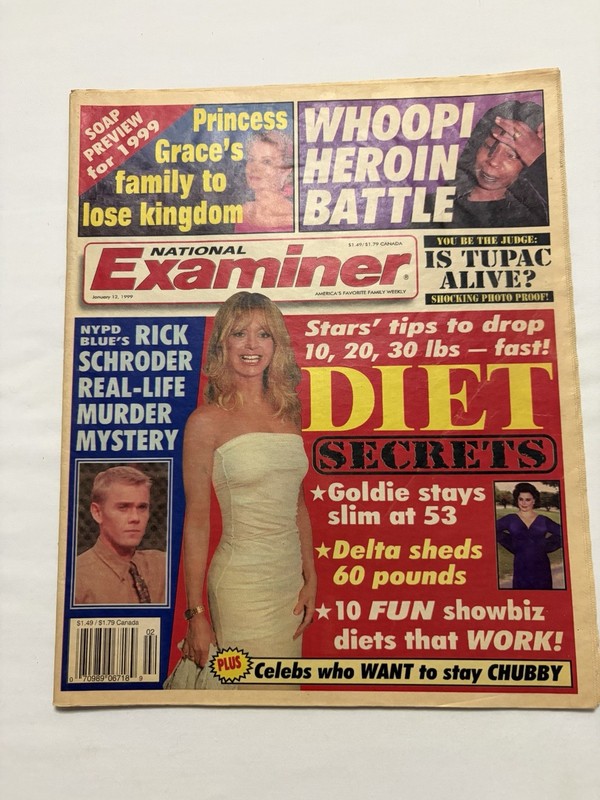 Vintage Jan. 1999 National Examiner “Princess Grace, Whoopi, Rick Schroder”Issue