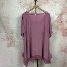 CATO romantic feminine boho tunic top size 26W 28W asymmetric mauve shirt 4X